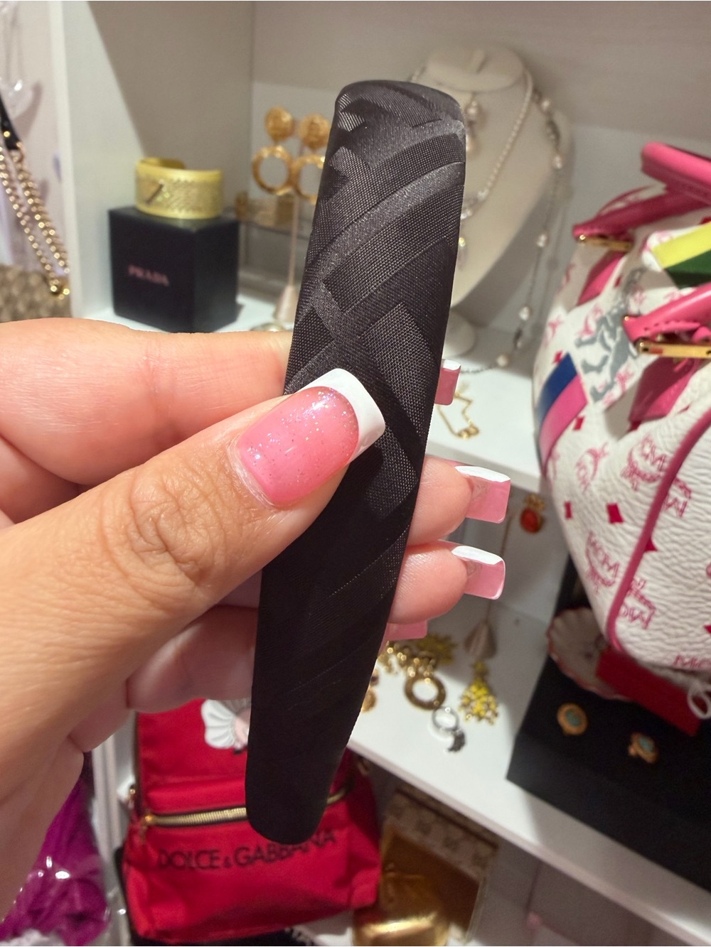 Fendi Black Headband Zucca Print - Picture 5 of 10